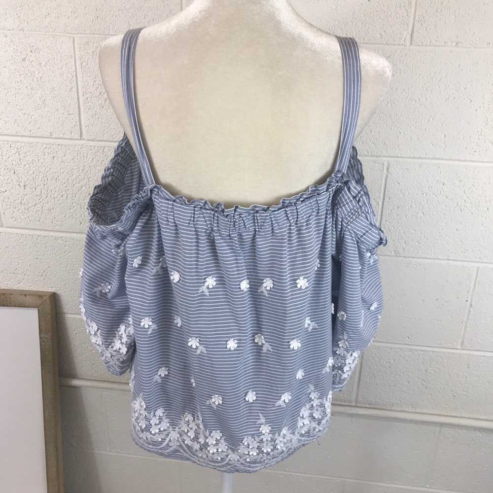 a new day cold shoulder top 2X eyelet lace stripes - Picture 3 of 7
